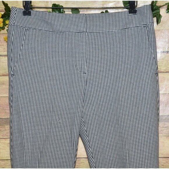 LOFT Black & White Gingham Ankle Pants Trousers Size 6 Pockets Career Stretch - Picture 2 of 10